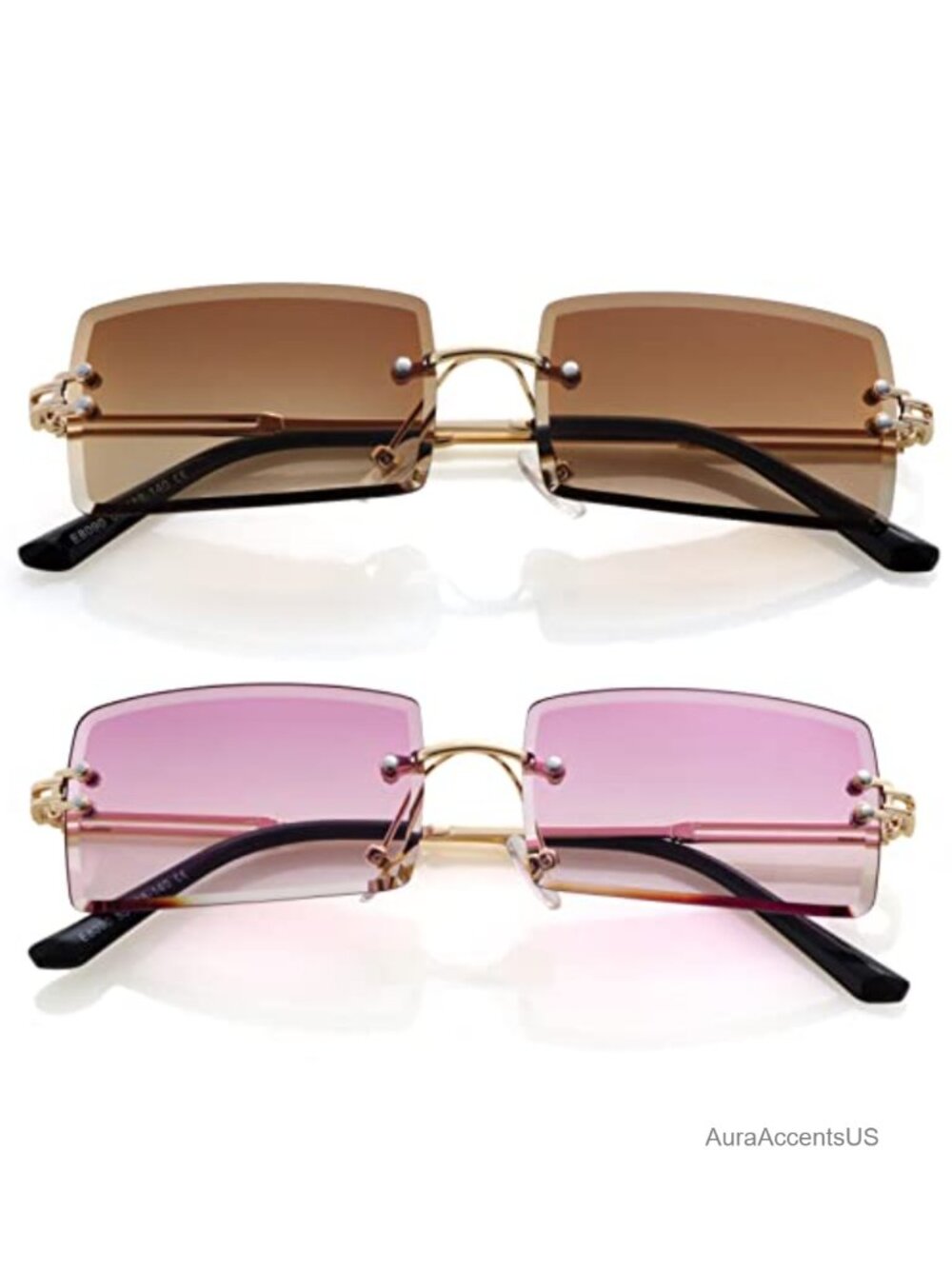 Frameless Rectangle Sunglasses UV400 Protection Rimless Eyewear